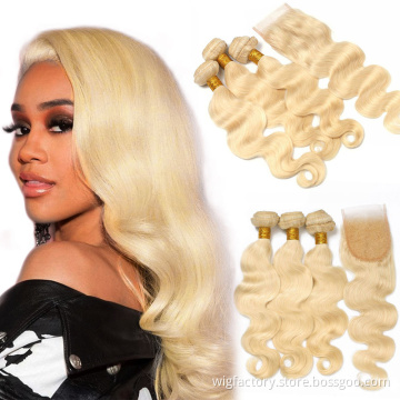 cheap price russian 613 blonde virgin hair bundle,cuticle aligned blonde hair bundles with closure,hair 100 raw hair weave
